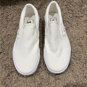 White Textured Fabric Slip-On Sneakers